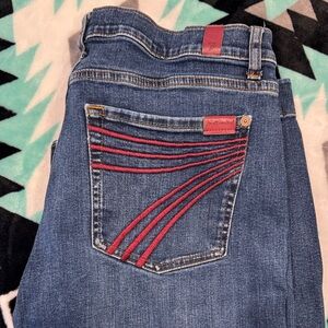 7 For All Mankind Women's Denim Jeans with Red Accents
